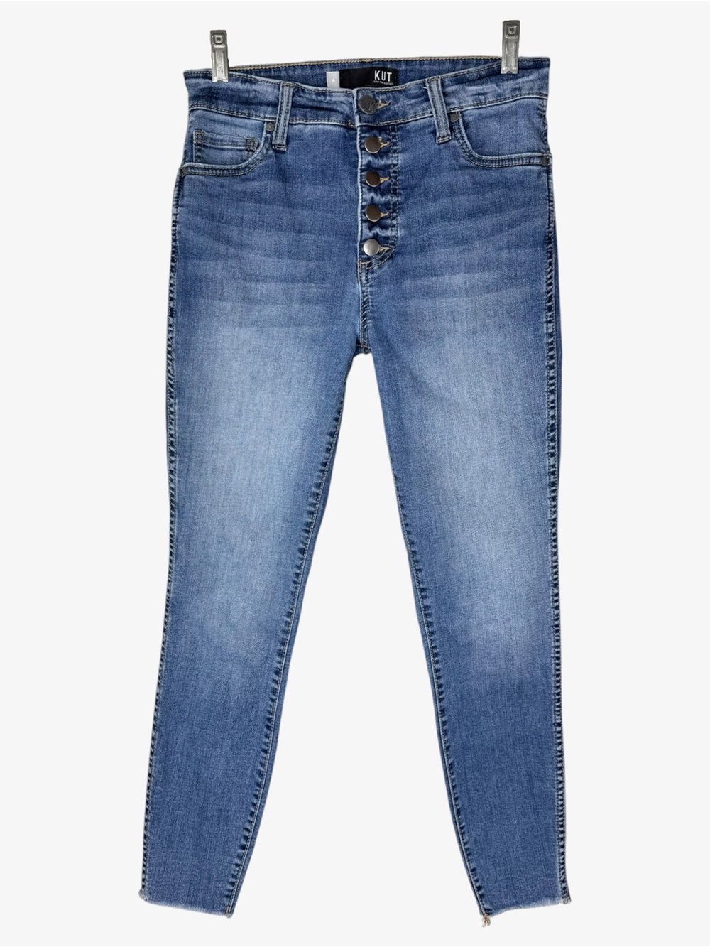 Kut From The Kloth Tummy Control High Rise Crop Skinny Jeans 4 Button Fly Blue